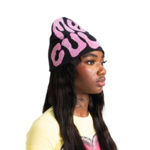 Mea Culpa Pink Rhinestone Beanie